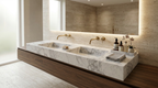 Handcrafted Double Arabescato Marble Sink– AMSK26001
