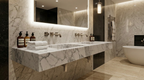 Handcrafted Double Arabescato Marble Sink– AMSK26001