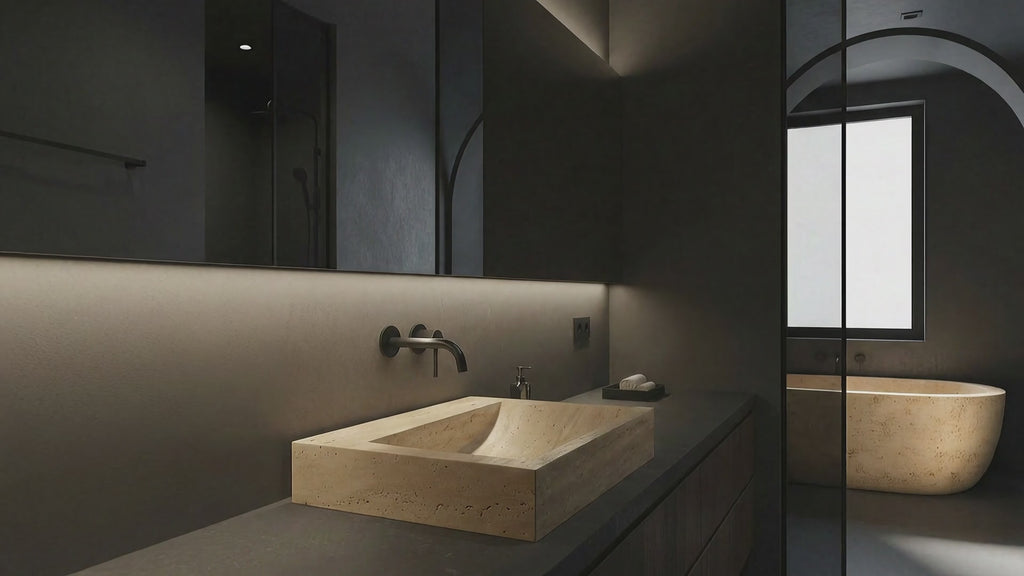 Handcrafted Travertine Sink – AMSK250004